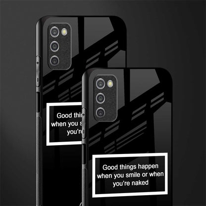 smile or naked black glass case for samsung galaxy a03s image-2
