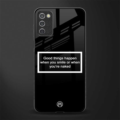 smile or naked black glass case for samsung galaxy a03s image