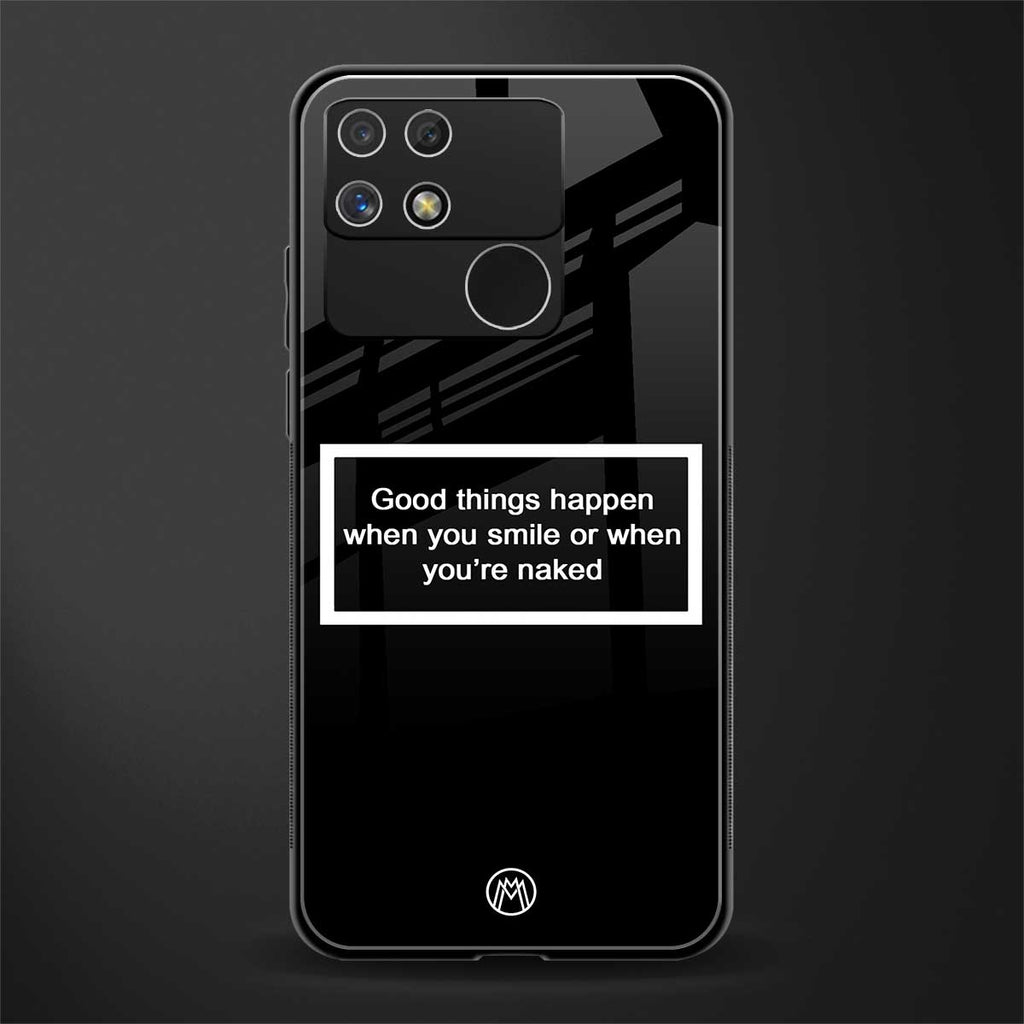 smile or naked black back phone cover | glass case for realme narzo 50a