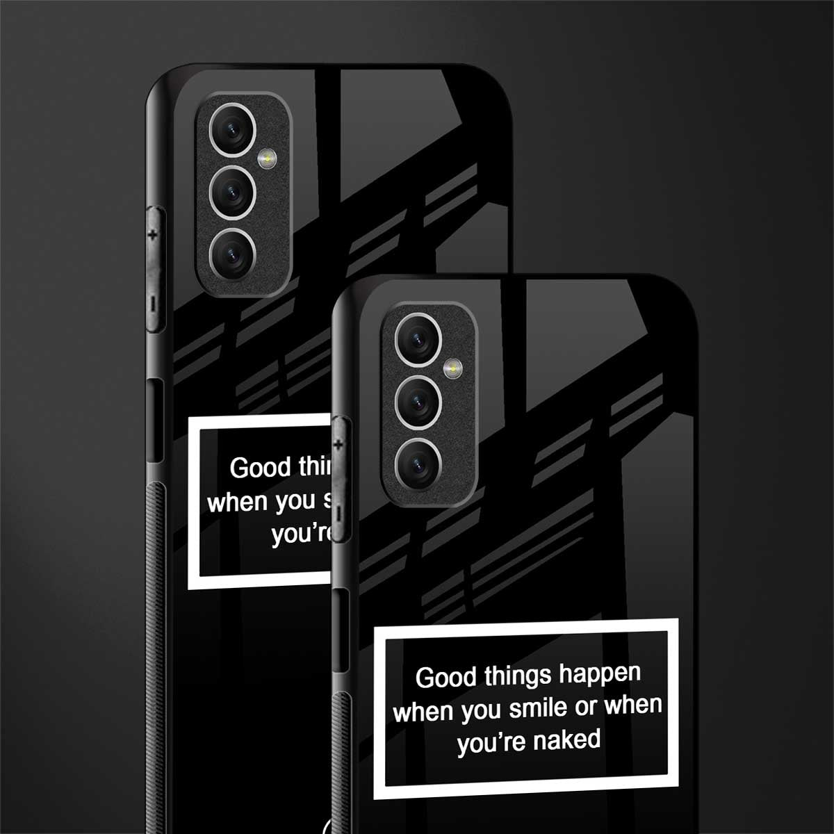 smile or naked black glass case for samsung galaxy m52 5g image-2
