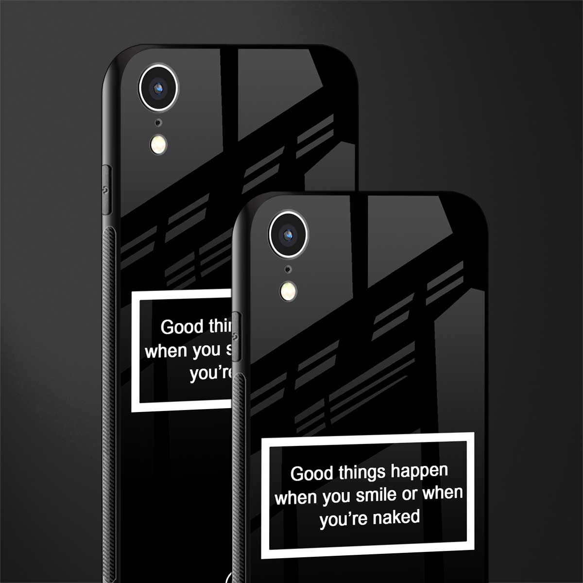 smile or naked black glass case for iphone xr image-2
