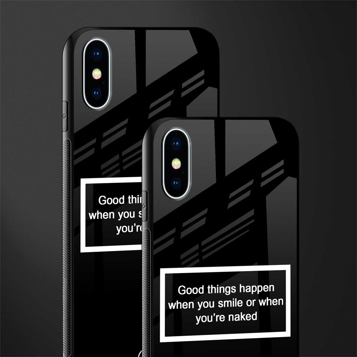 smile or naked black glass case for iphone xs image-2