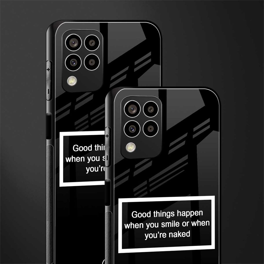 smile or naked black back phone cover | glass case for samsung galaxy m33 5g