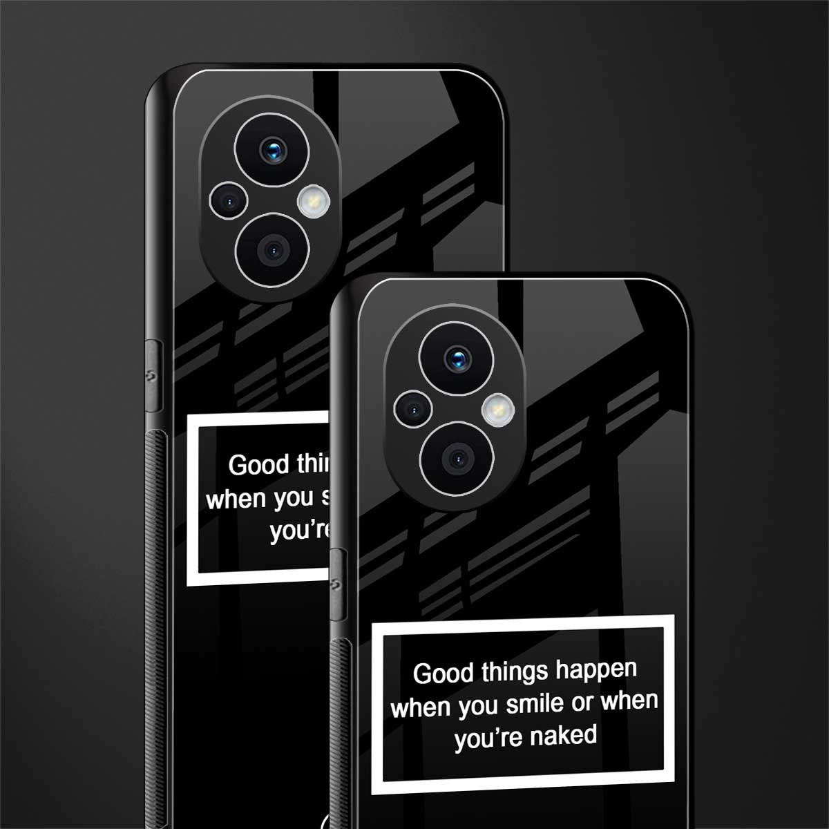 smile or naked black back phone cover | glass case for oppo f21 pro 5g
