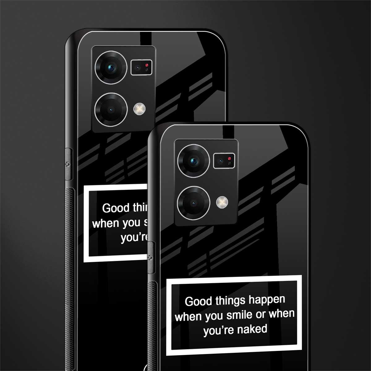 smile or naked black back phone cover | glass case for oppo f21 pro 4g