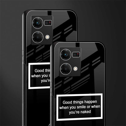 smile or naked black back phone cover | glass case for oppo f21 pro 4g