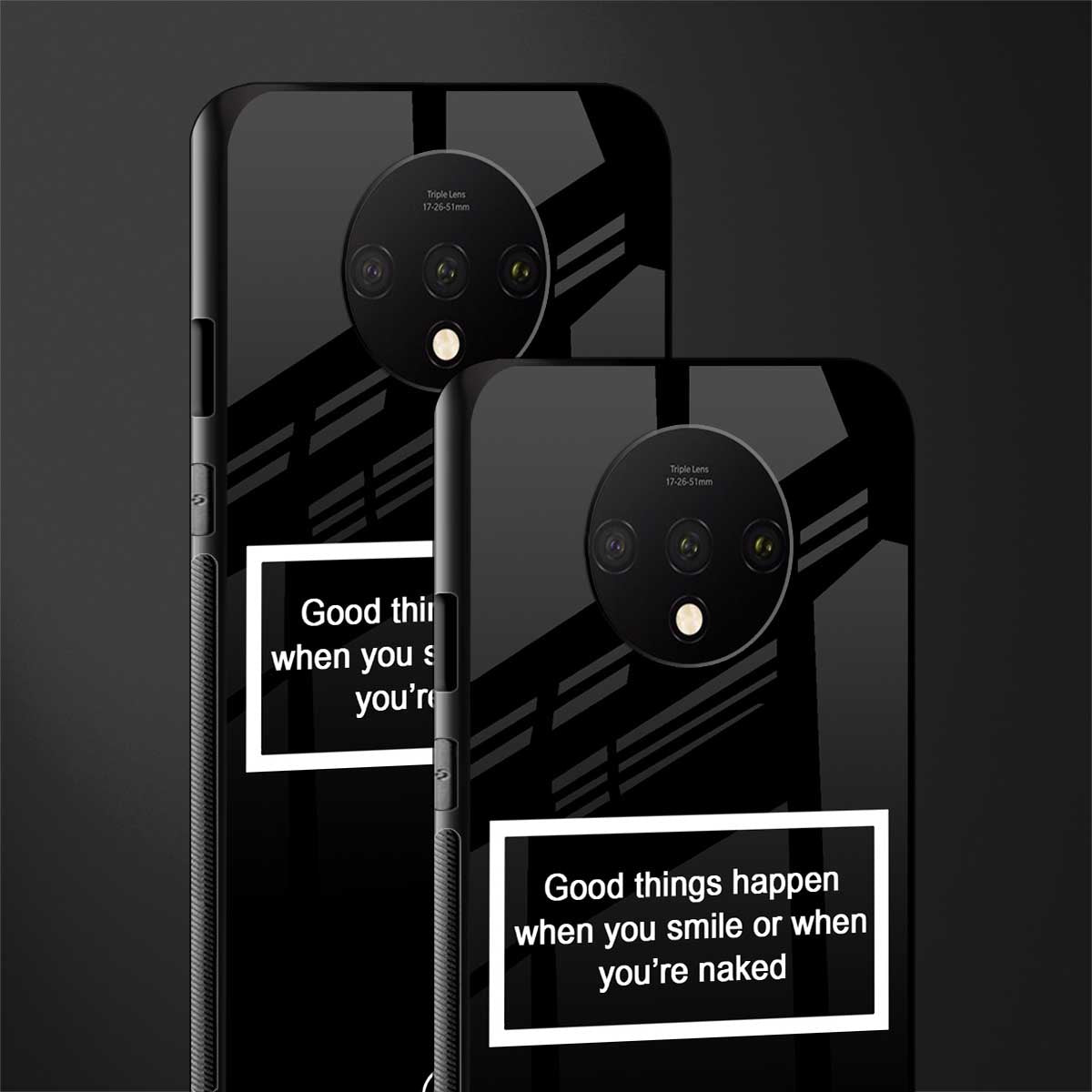 smile or naked black glass case for oneplus 7t image-2