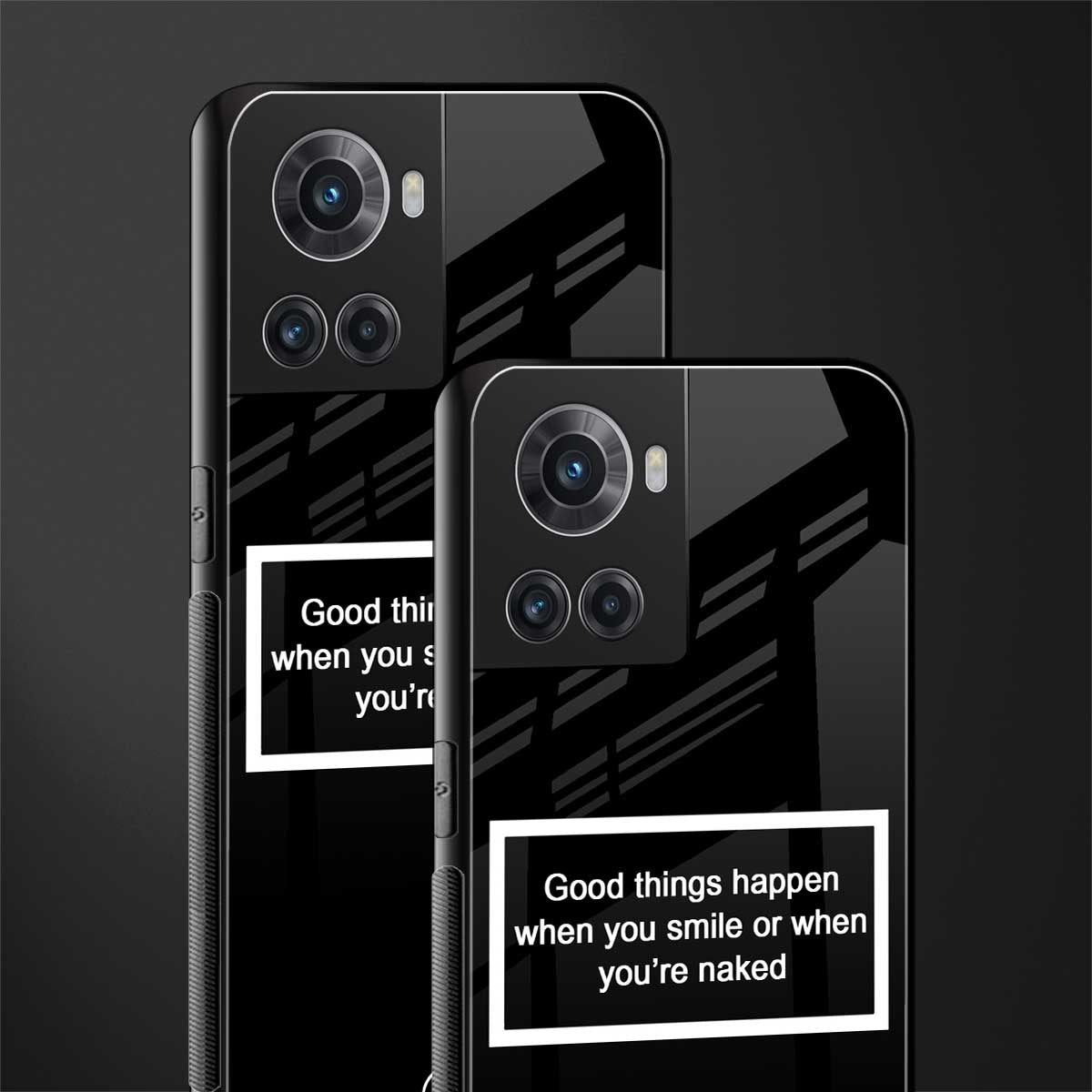 smile or naked black back phone cover | glass case for oneplus 10r 5g