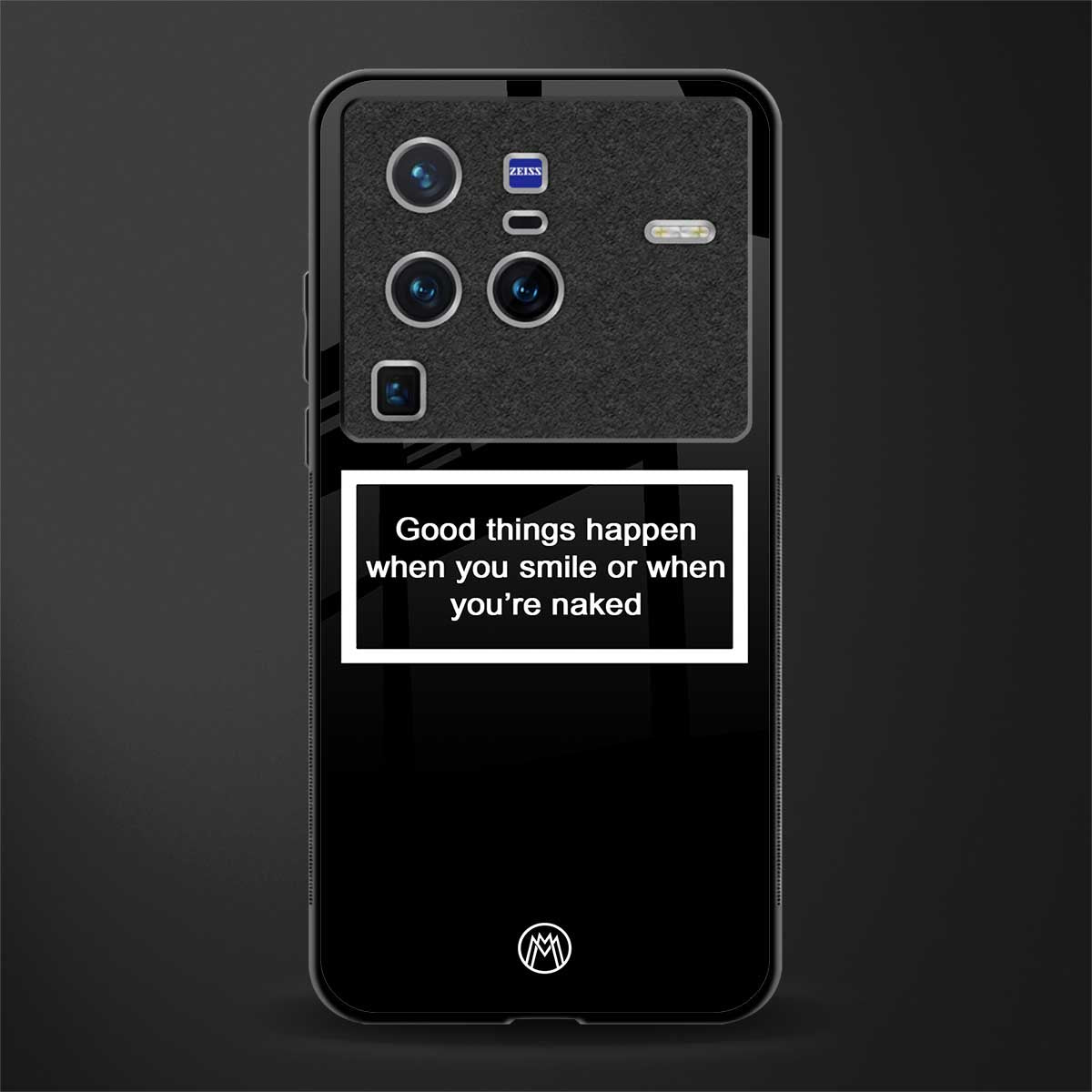 smile or naked black glass case for vivo x80 pro 5g image