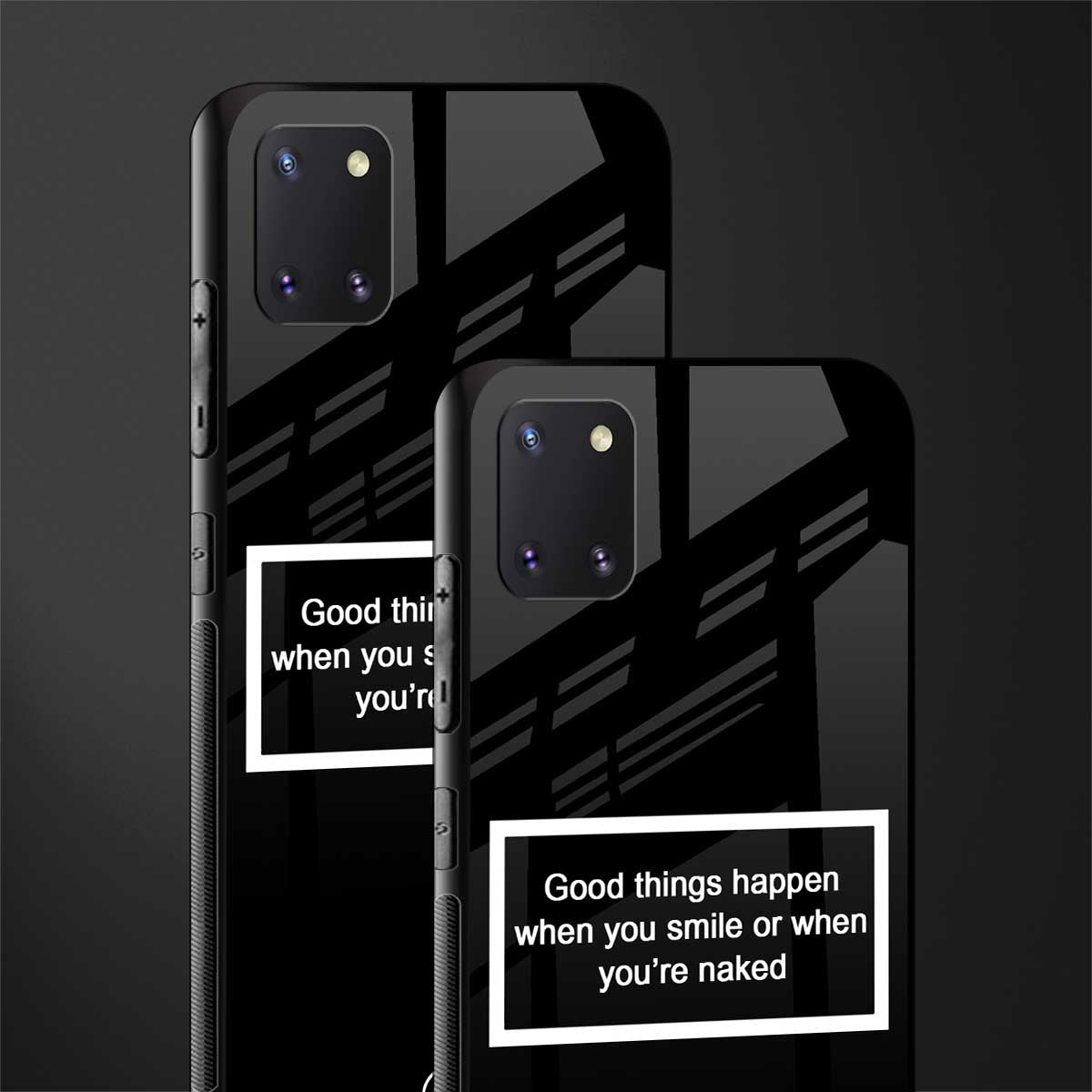 smile or naked black glass case for samsung a81 image-2