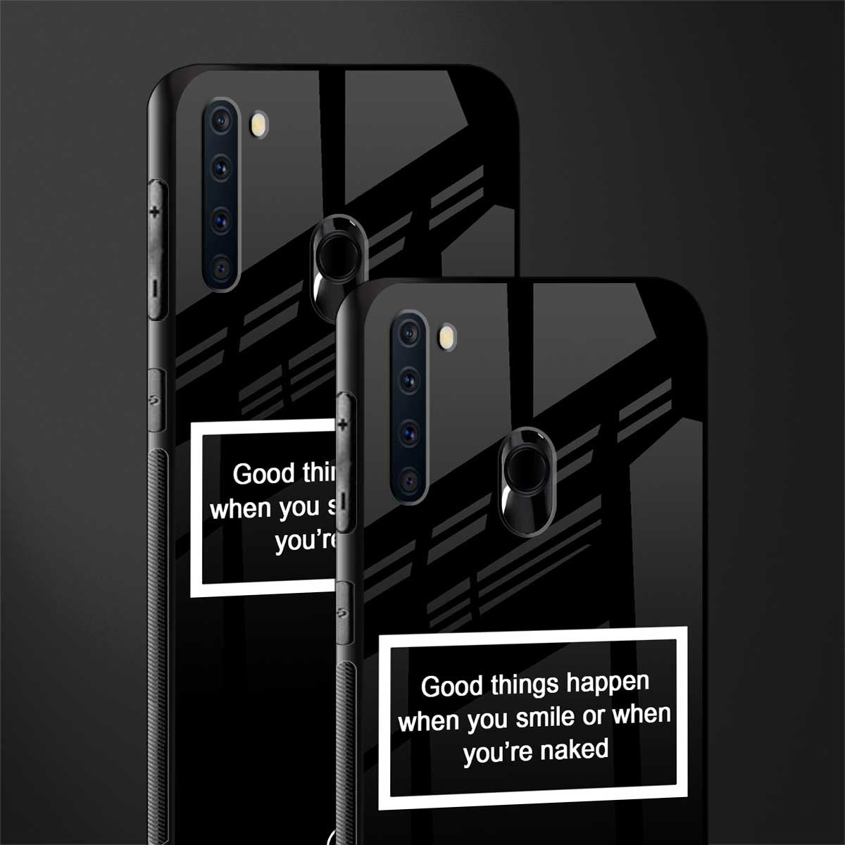 smile or naked black glass case for samsung a21 image-2