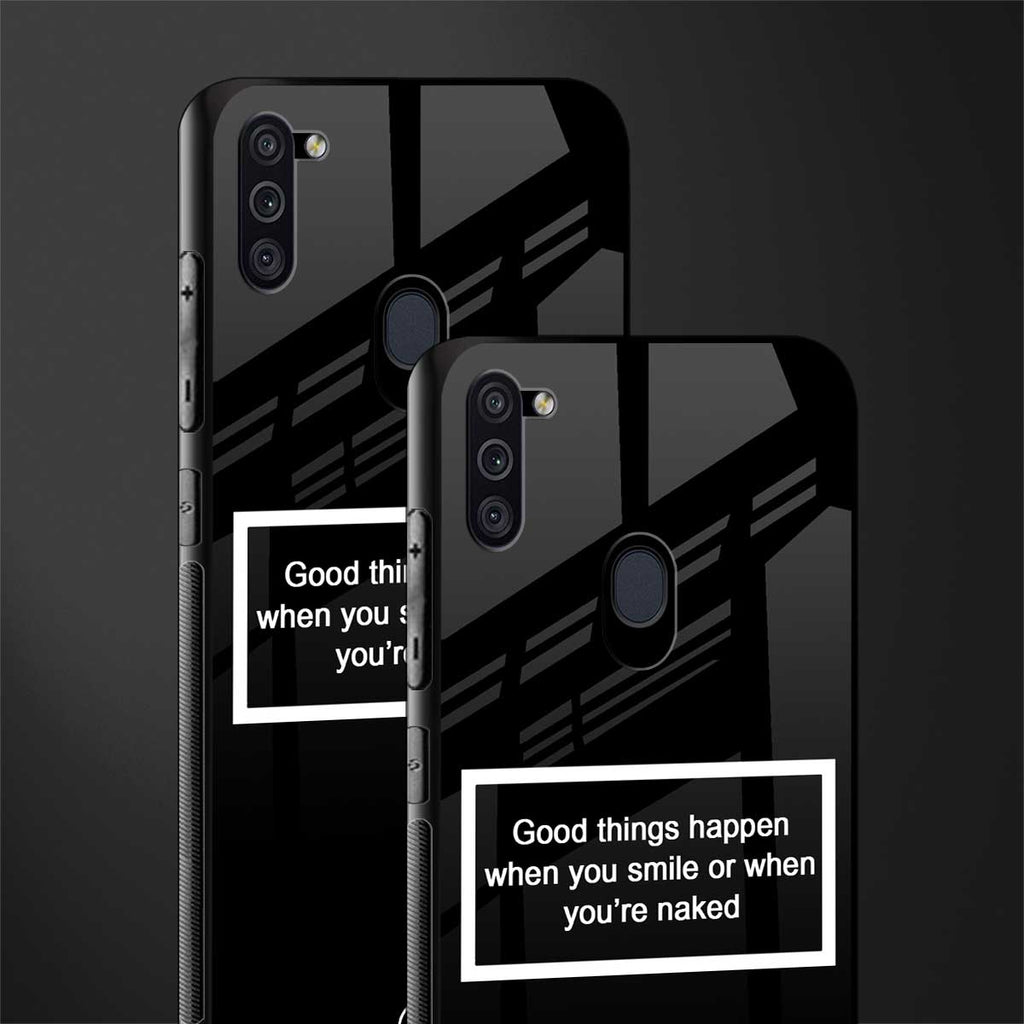 smile or naked black glass case for samsung a11 image-2