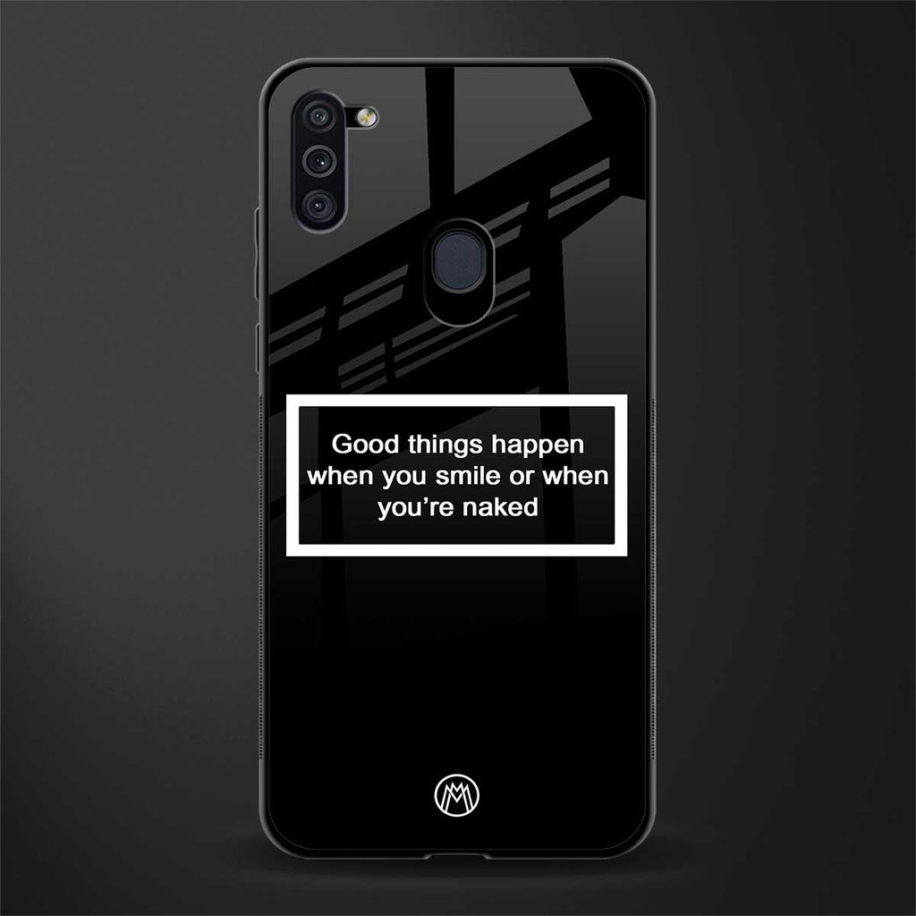 smile or naked black glass case for samsung a11 image