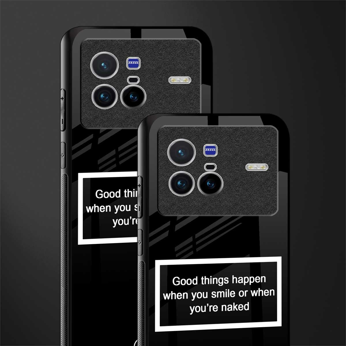 smile or naked black glass case for vivo x80 image-2
