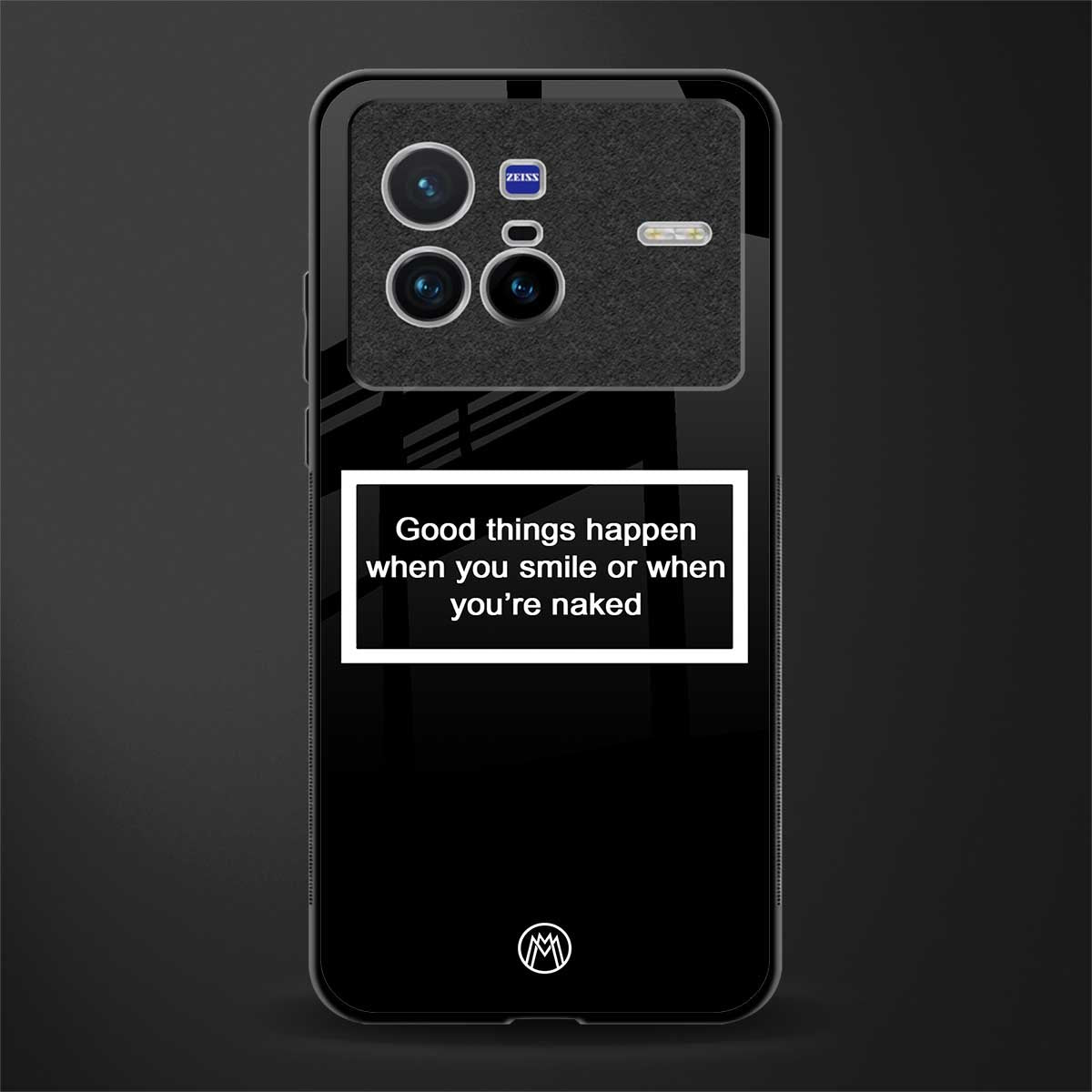 smile or naked black glass case for vivo x80 image