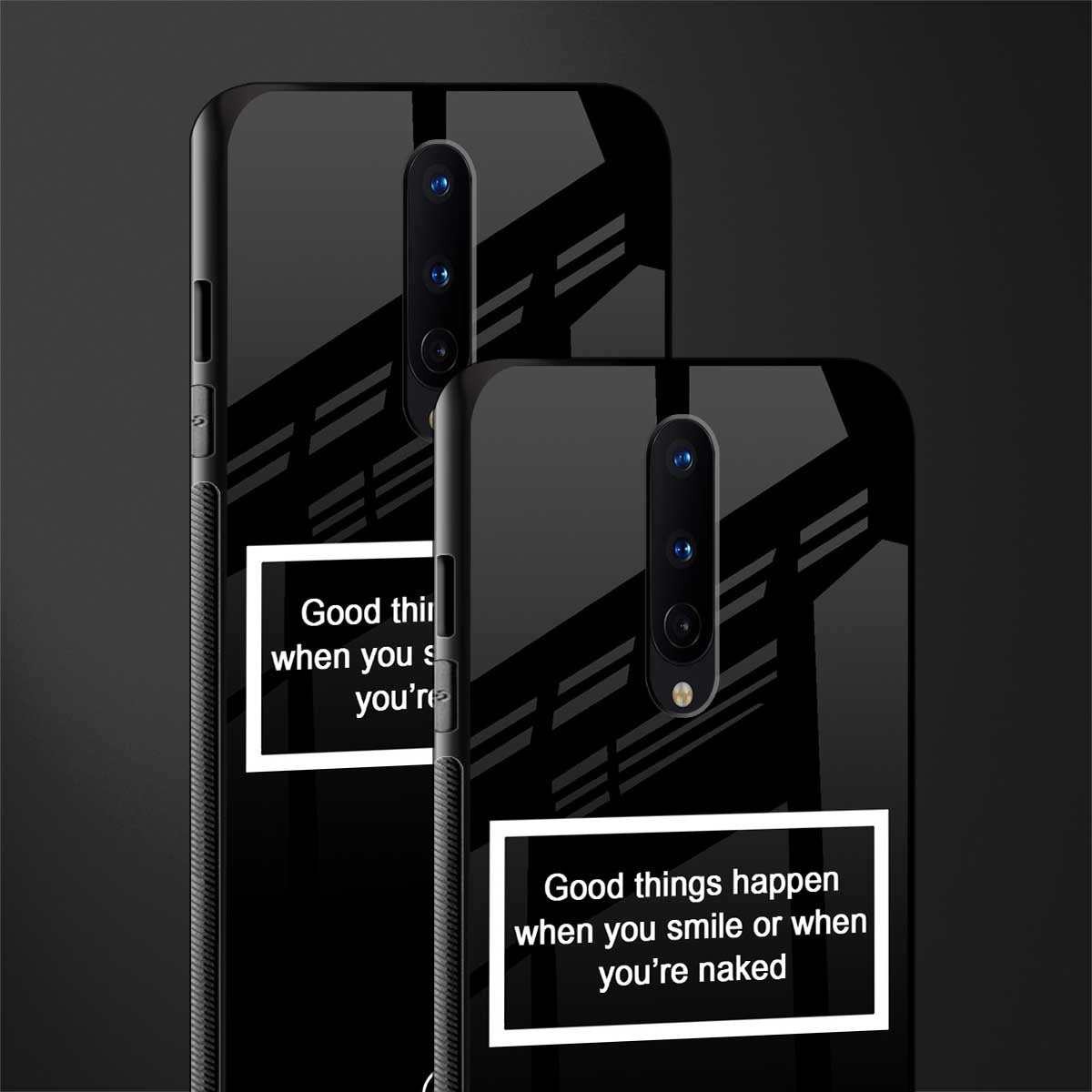 smile or naked black glass case for oneplus 8 image-2