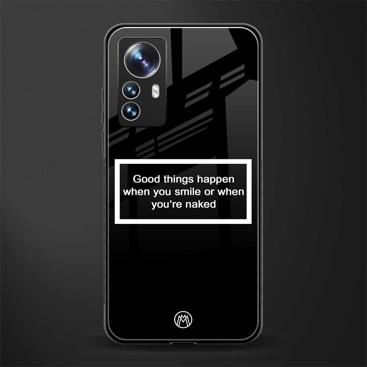 smile or naked black back phone cover | glass case for xiaomi 12 pro