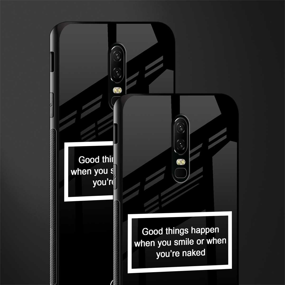 smile or naked black glass case for oneplus 6 image-2