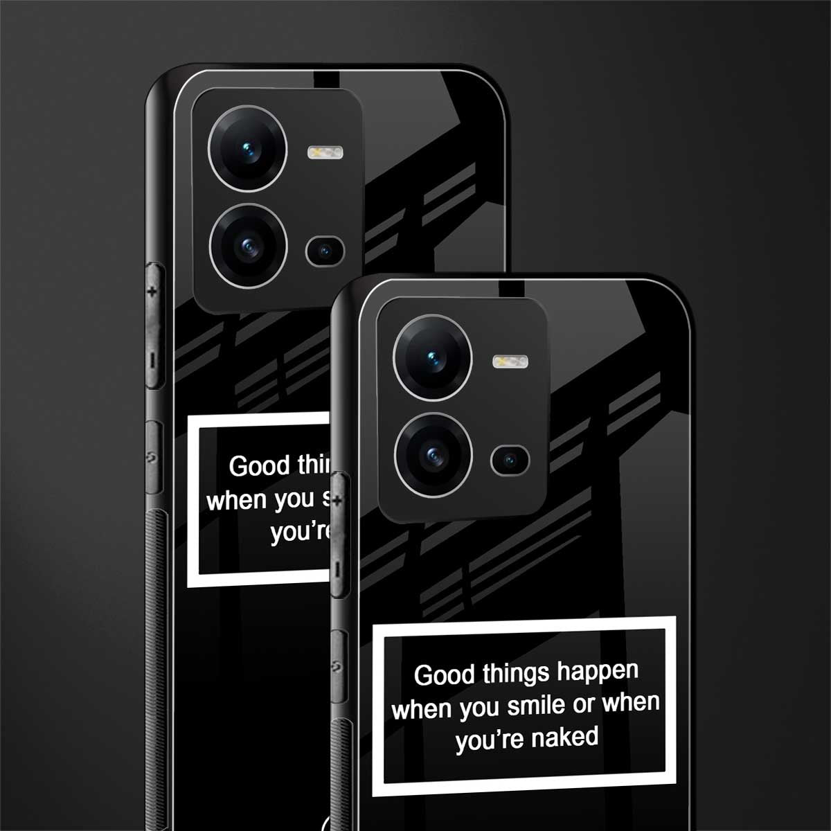 smile or naked black back phone cover | glass case for vivo v25-5g