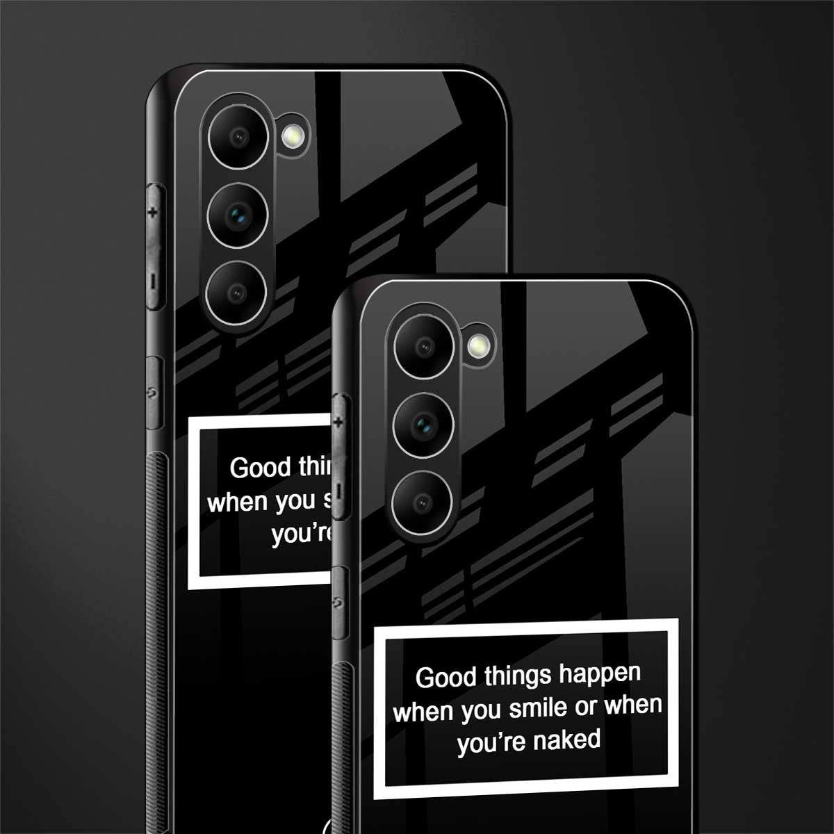 Smile-Or-Naked-Black-Glass-Case for phone case | glass case for samsung galaxy s23