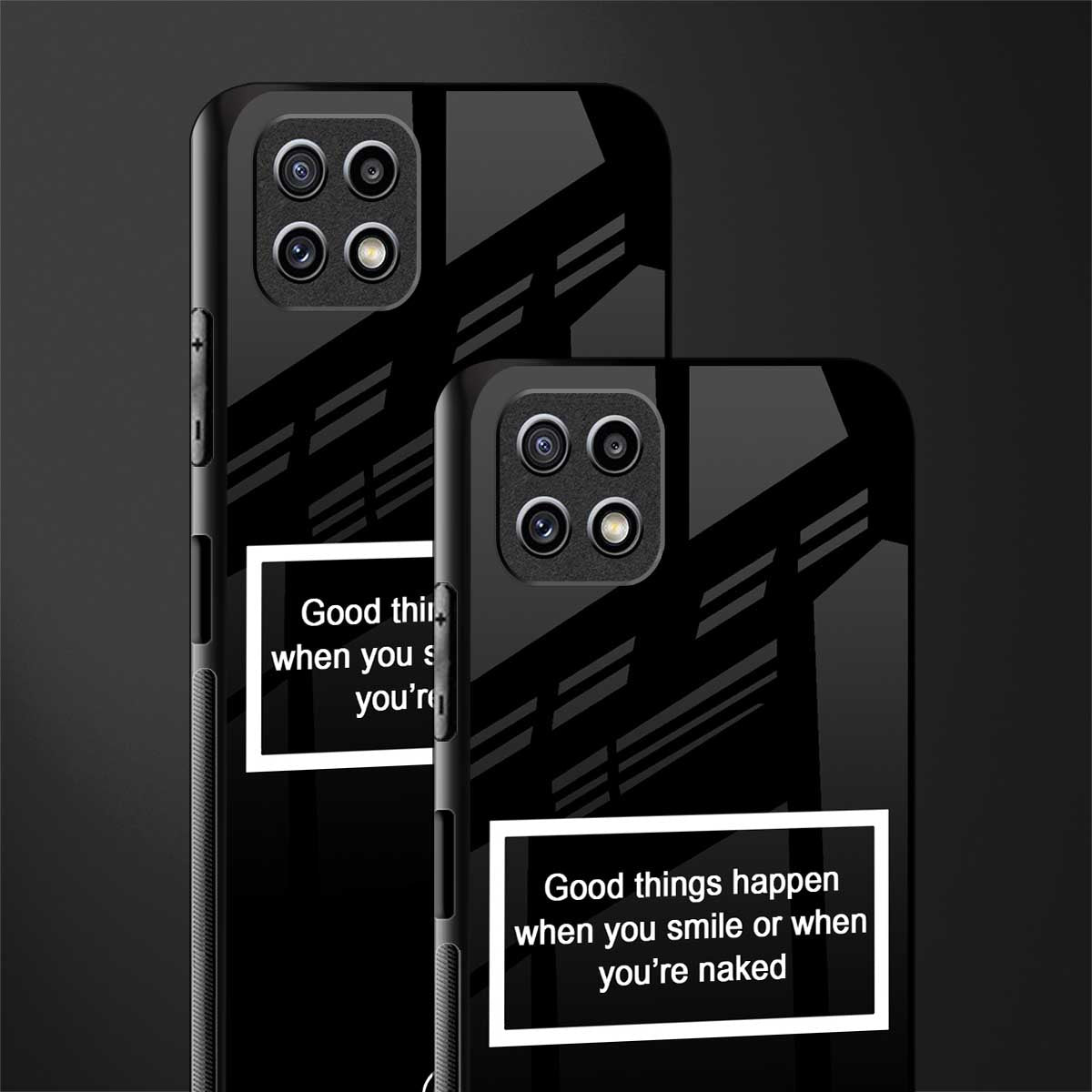 smile or naked black back phone cover | glass case for samsung galaxy f42