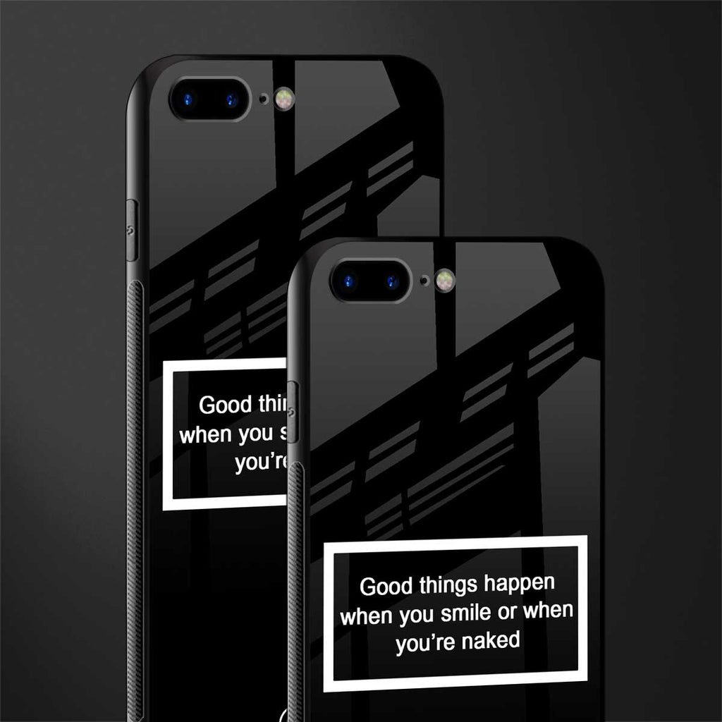 smile or naked black glass case for iphone 7 plus image-2