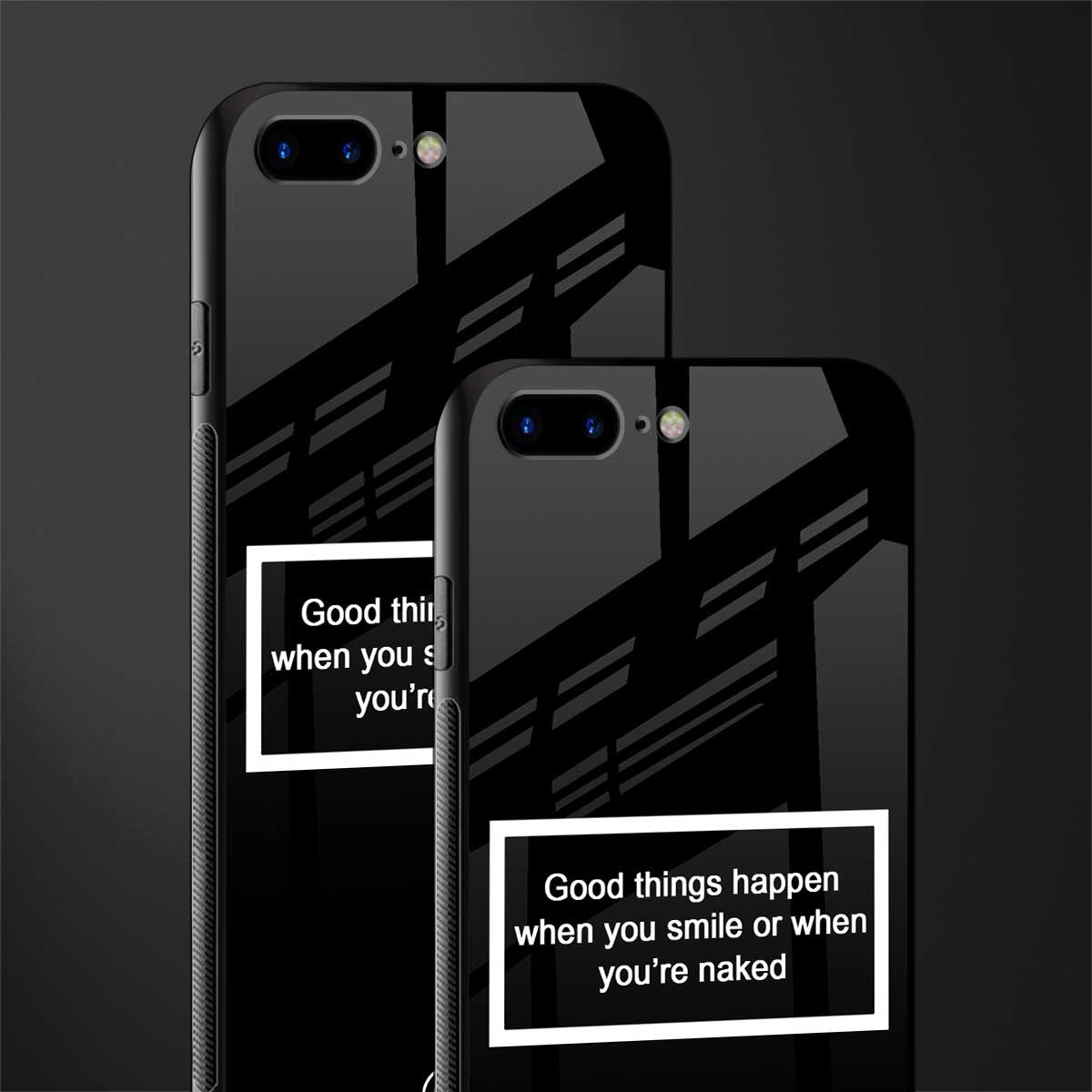 smile or naked black glass case for iphone 7 plus image-2