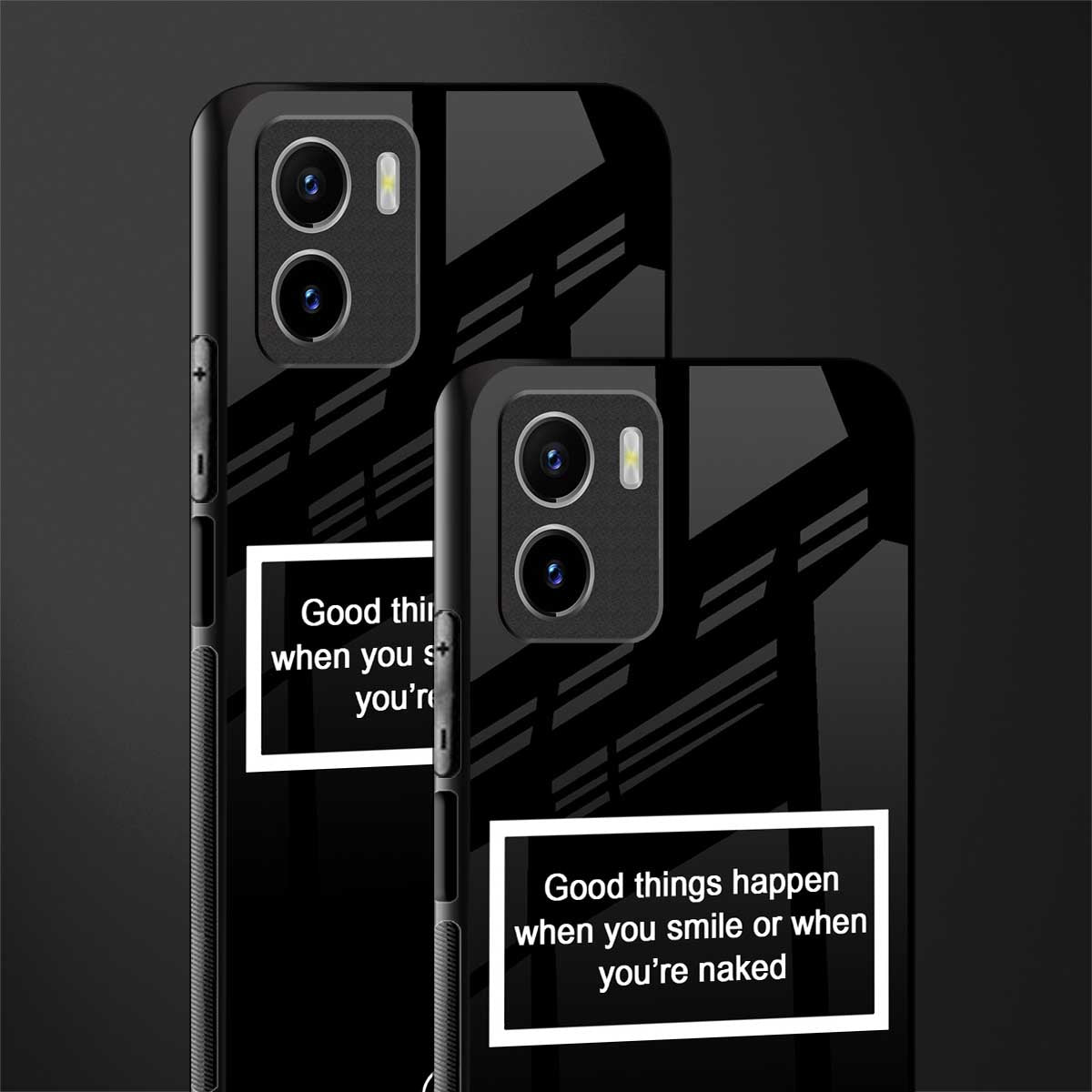 smile or naked black back phone cover | glass case for vivo y72