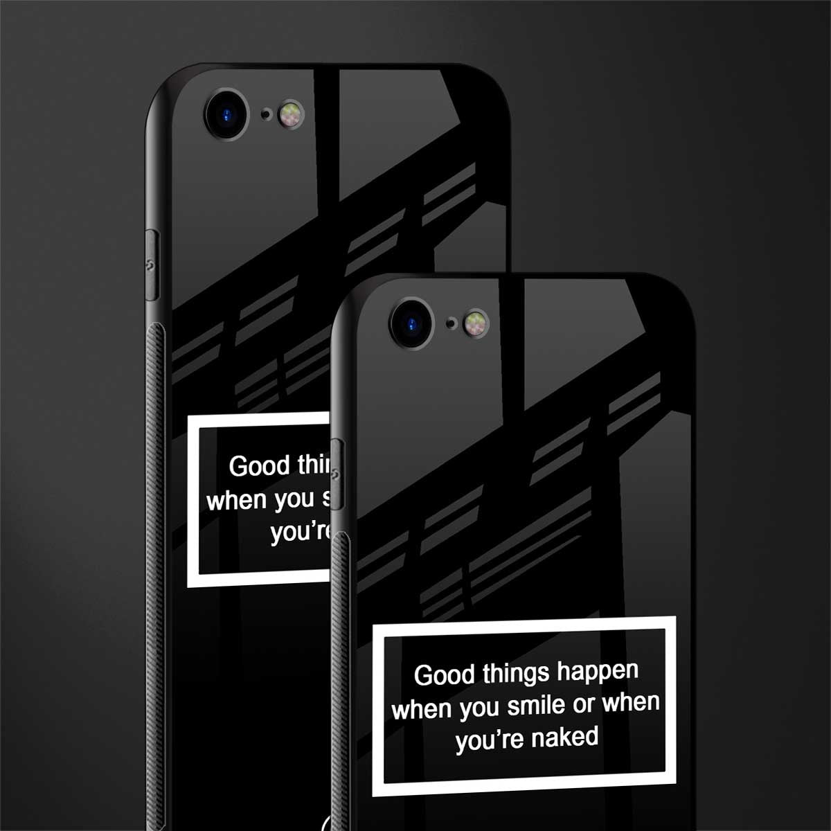 smile or naked black glass case for iphone se 2020 image-2