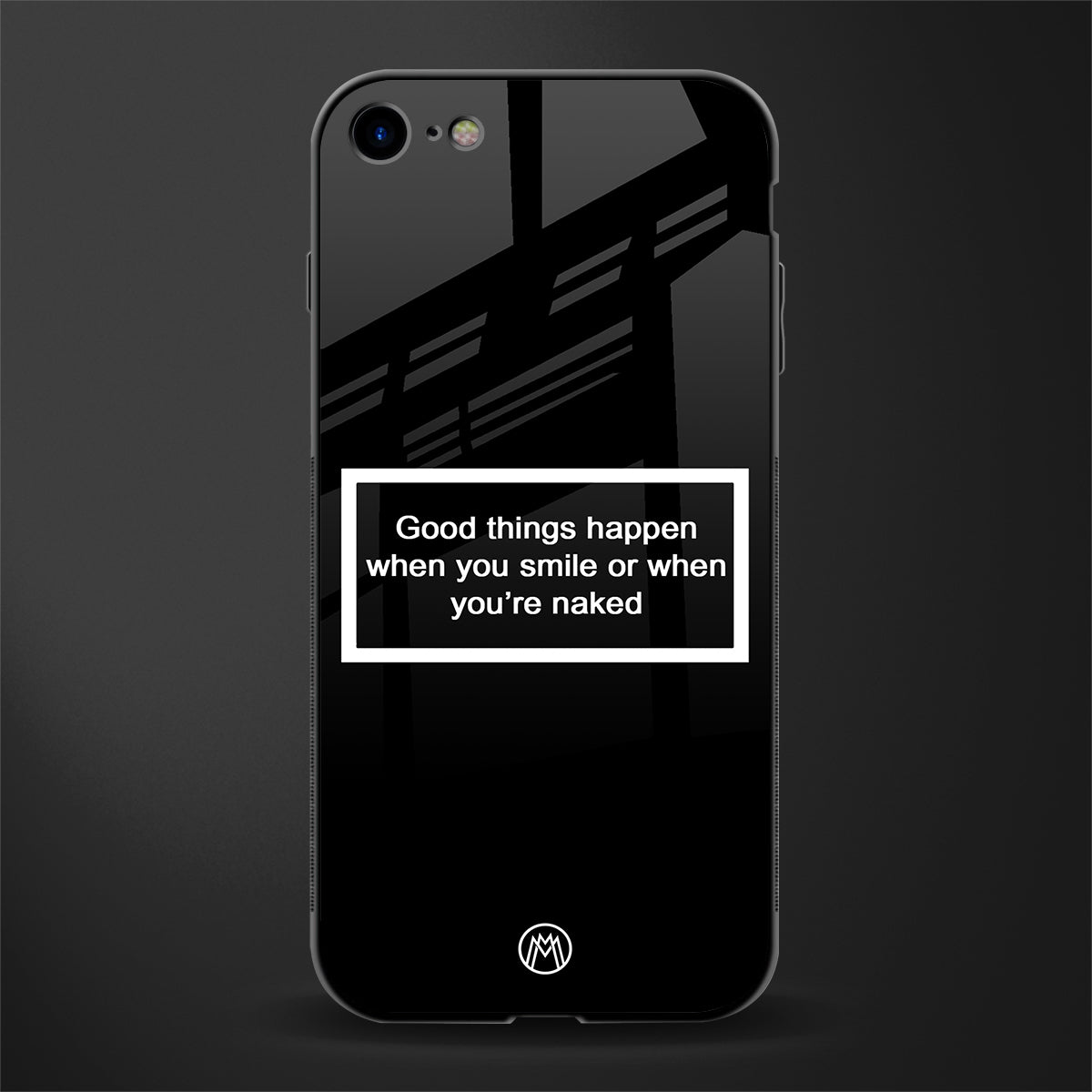 smile or naked black glass case for iphone 8 image