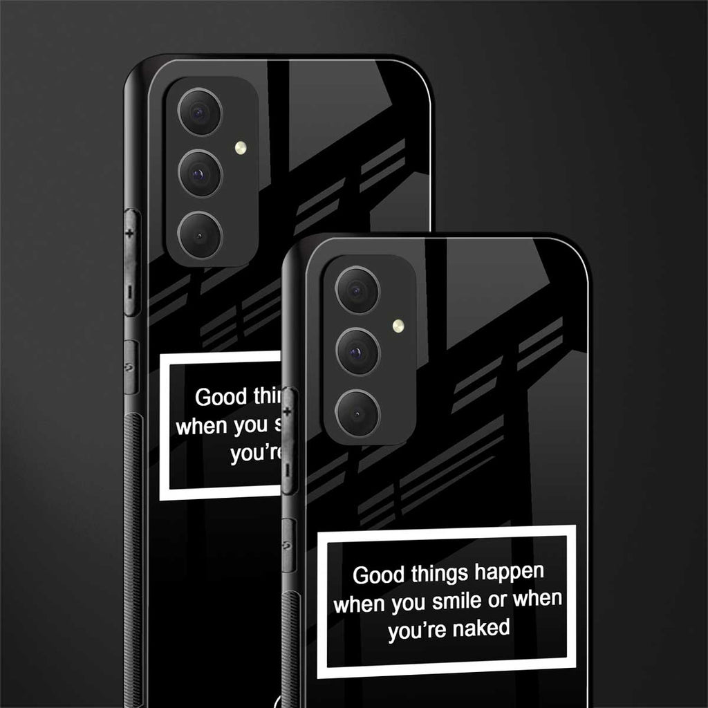 smile or naked black back phone cover | glass case for samsung galaxy a54 5g