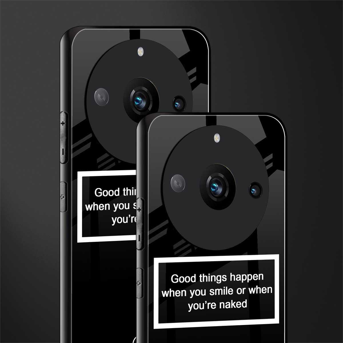 smile or naked black back phone cover | glass case for realme 11 pro 5g