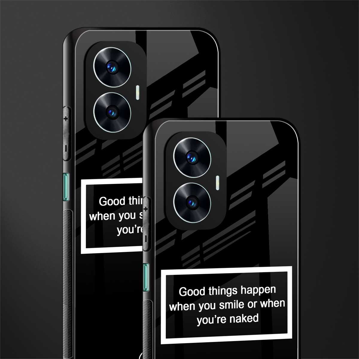 smile or naked black back phone cover | glass case for realme c55