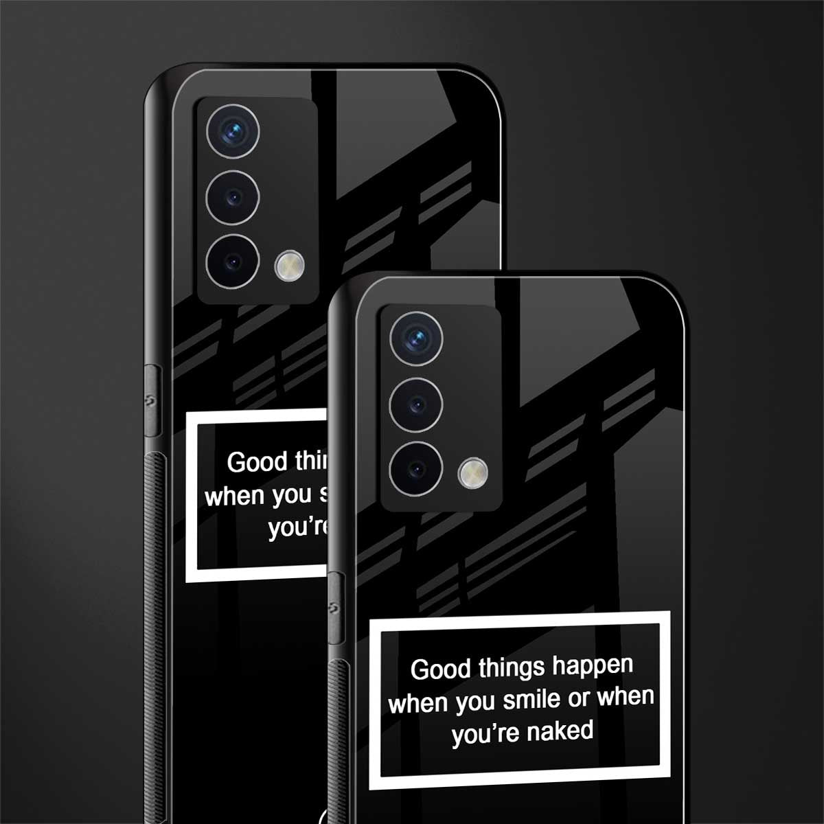 smile or naked black back phone cover | glass case for oppo a74 4g