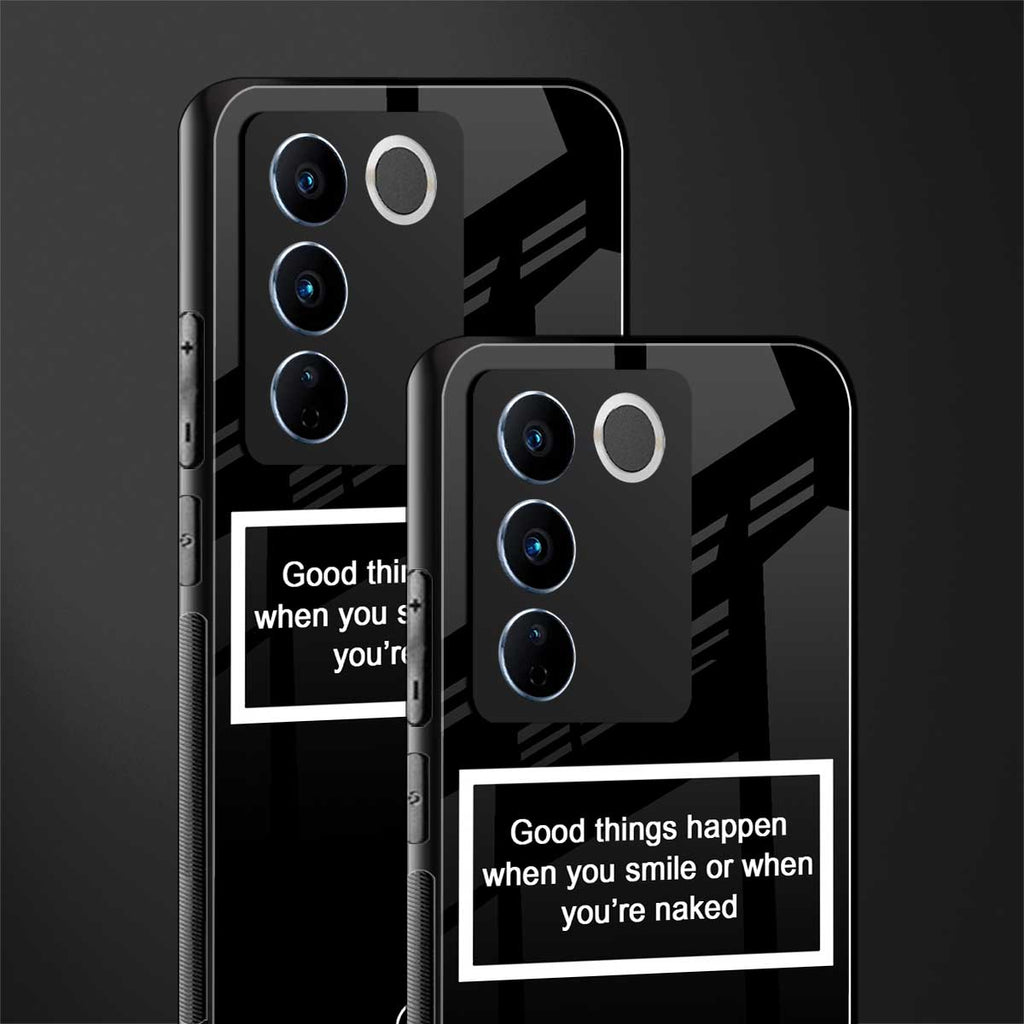 smile or naked black back phone cover | glass case for vivo v27 pro 5g