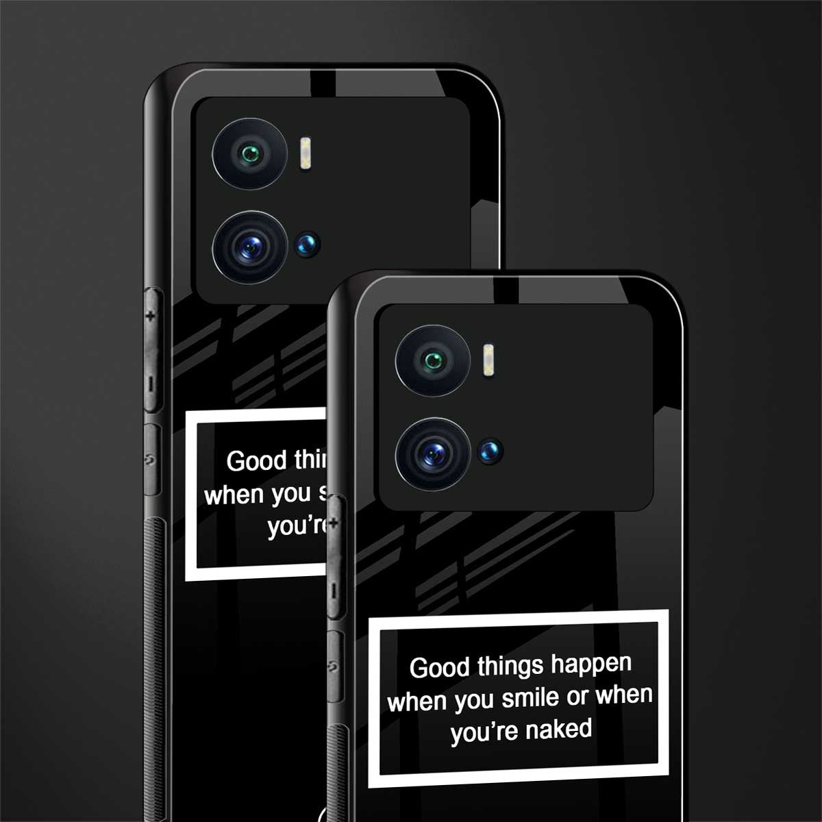 smile or naked black back phone cover | glass case for iQOO 9 Pro