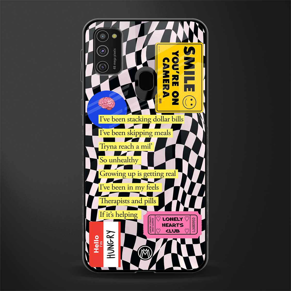 smile you're on camera glass case for samsung galaxy m21 image