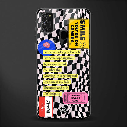 smile you're on camera glass case for samsung galaxy m21 image