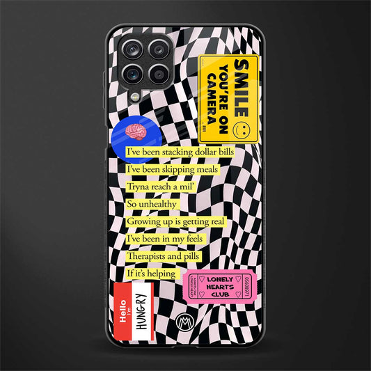 smile you're on camera glass case for samsung galaxy f12 image