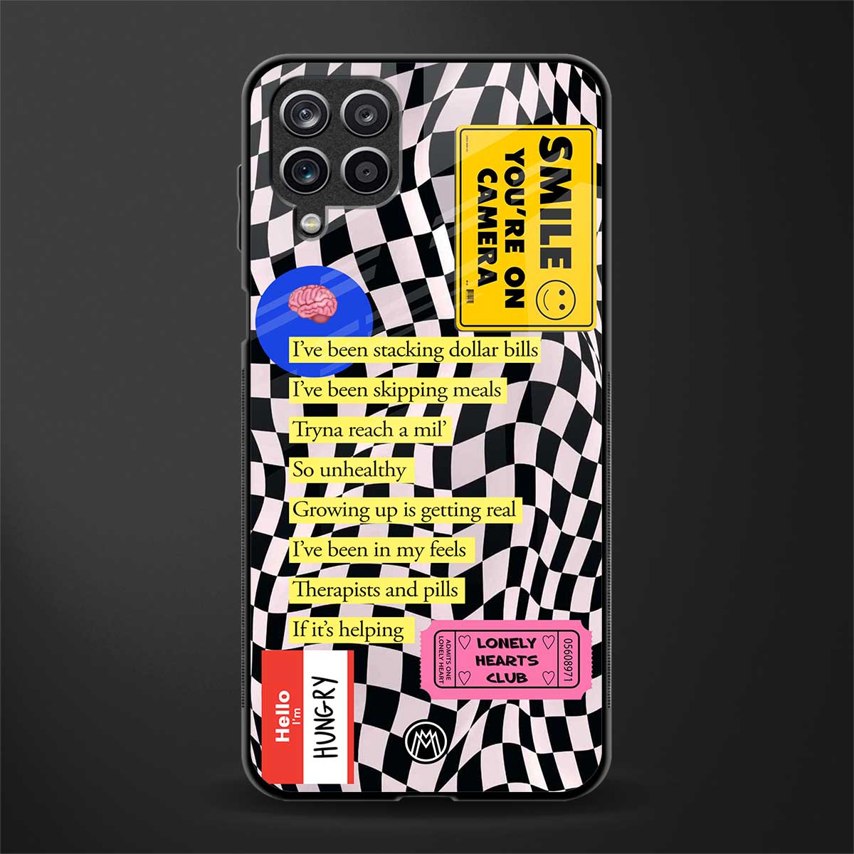 smile you're on camera glass case for samsung galaxy m12 image