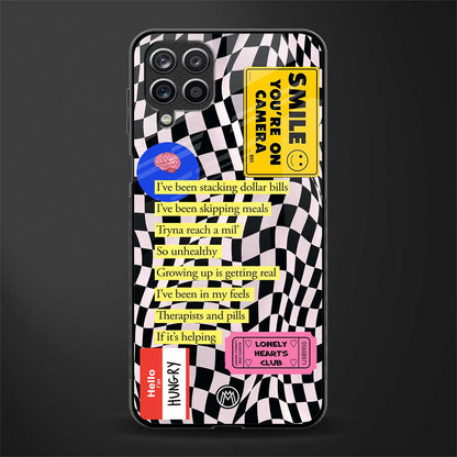 smile you're on camera glass case for samsung galaxy m12 image
