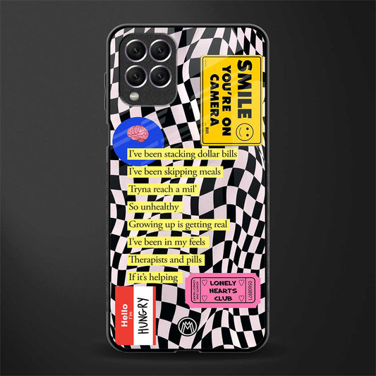 smile you're on camera glass case for samsung galaxy f62 image