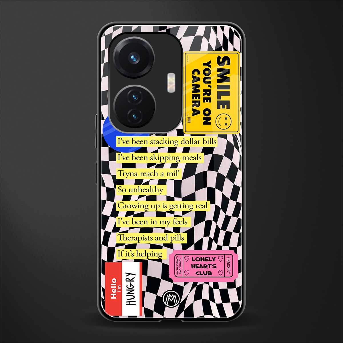 smile you're on camera back phone cover | glass case for vivo t1 44w 4g