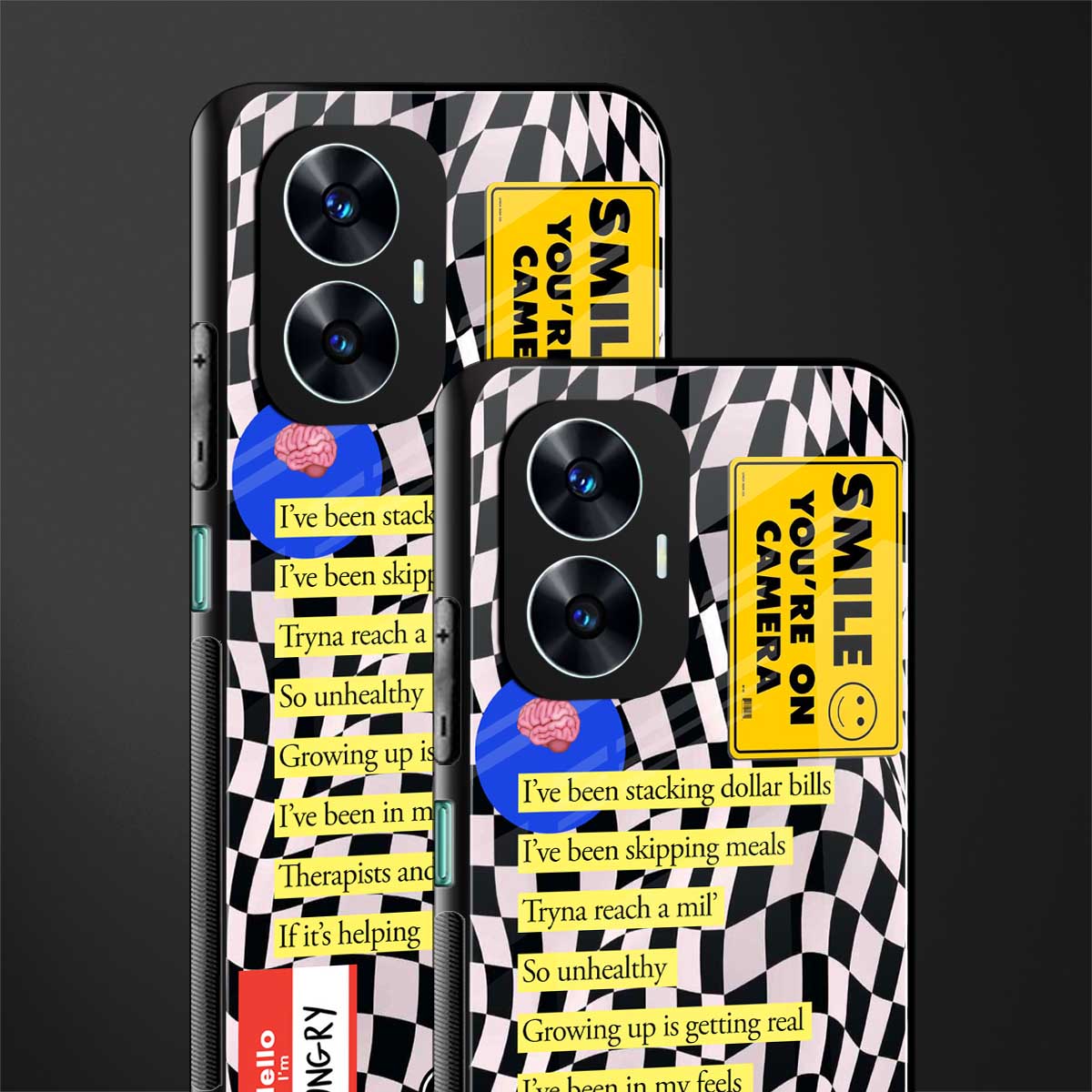 smile you're on camera back phone cover | glass case for realme c55