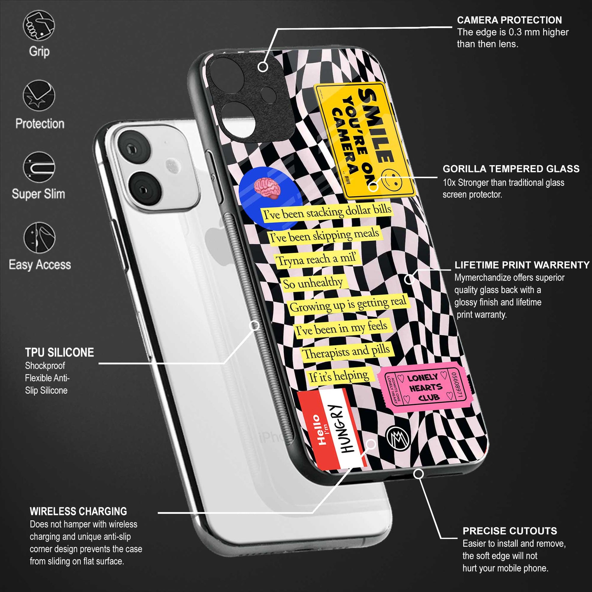 smile you're on camera back phone cover | glass case for vivo t1 44w 4g