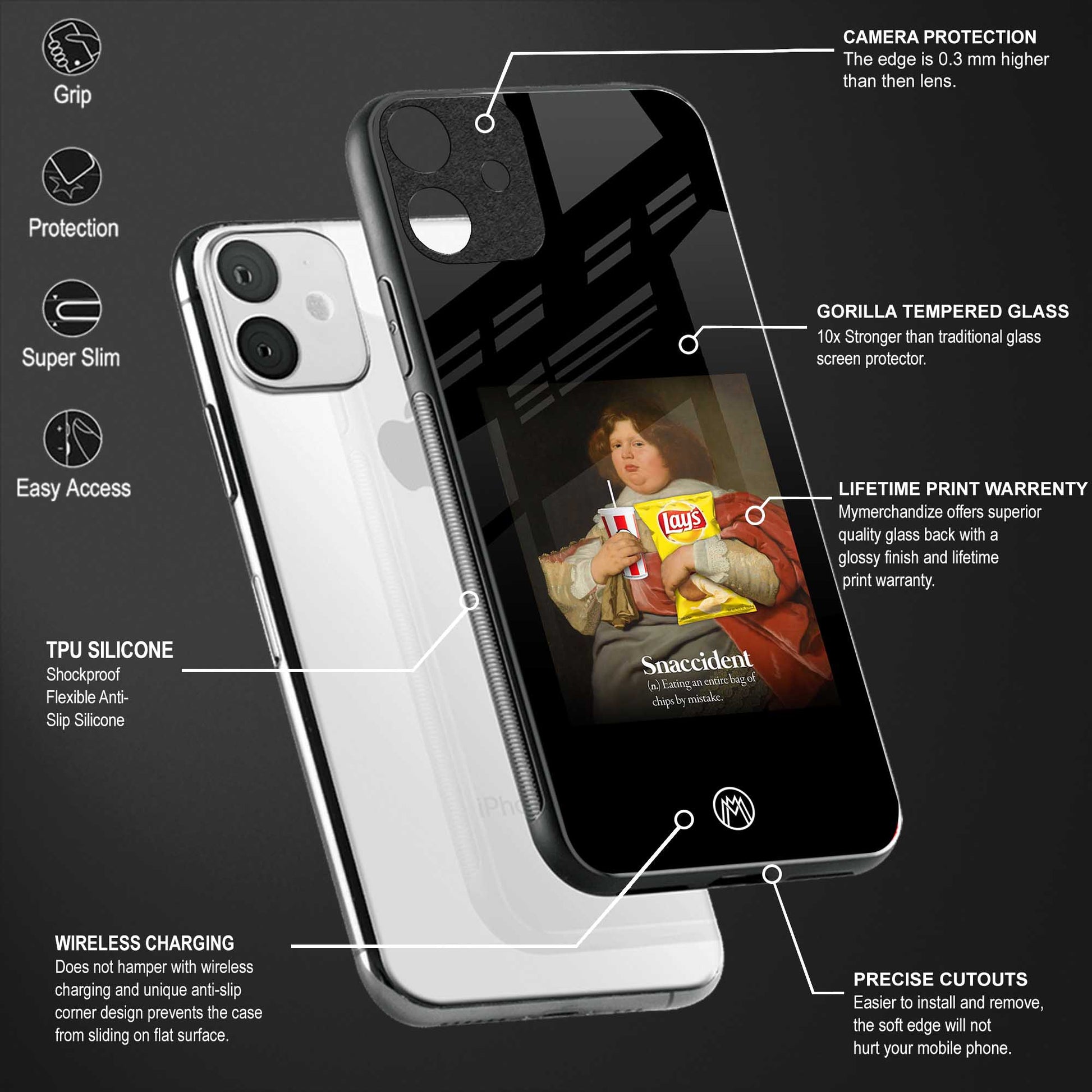 snaccident back phone cover | glass case for vivo y22