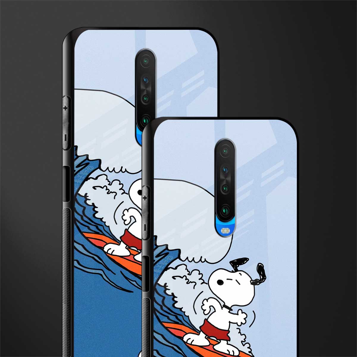 snoopy surfing glass case for poco x2 image-2