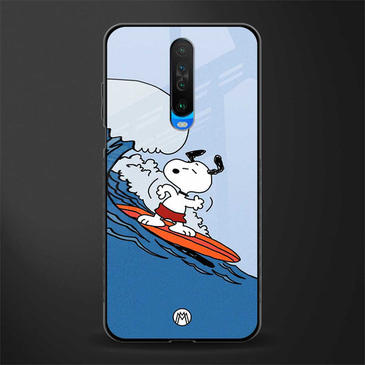 snoopy surfing glass case for poco x2 image