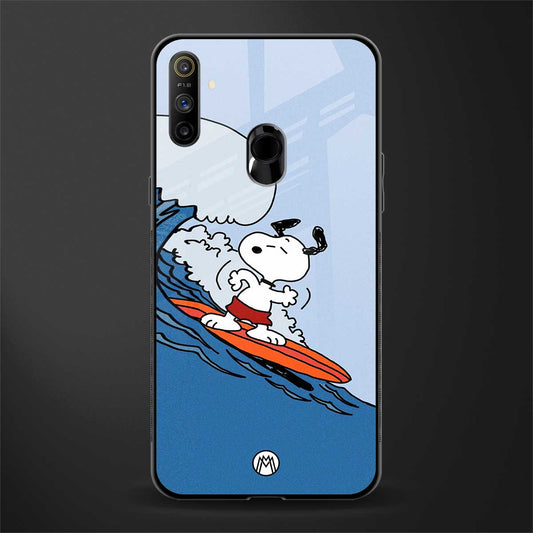 snoopy surfing glass case for realme narzo 10a image