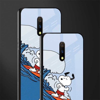 snoopy surfing glass case for realme x image-2